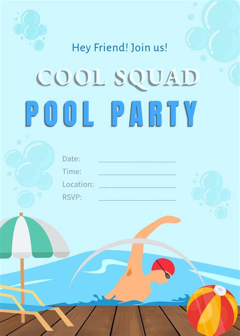 Blank Pool Party Invitation Template