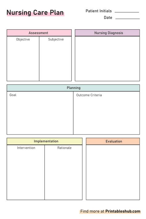 Blank Printable Care Plan Template