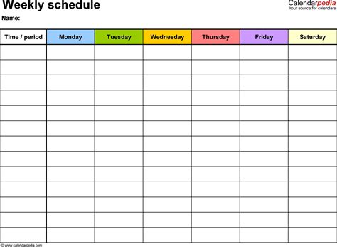 Blank Weekly Schedule Template