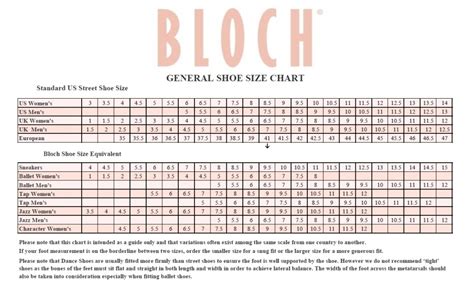 Bloch Tap Shoe Size Chart