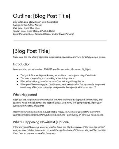 Blog Post Template Google Docs