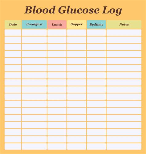 Blood Glucose Log Sheet Printable