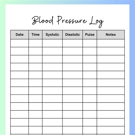 Blood Pressure Tracker Printable Tracker