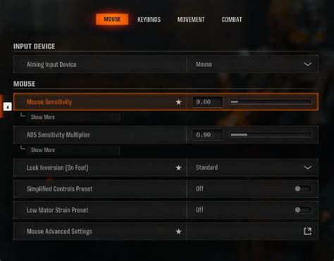 Bo6 Sensitivity Chart