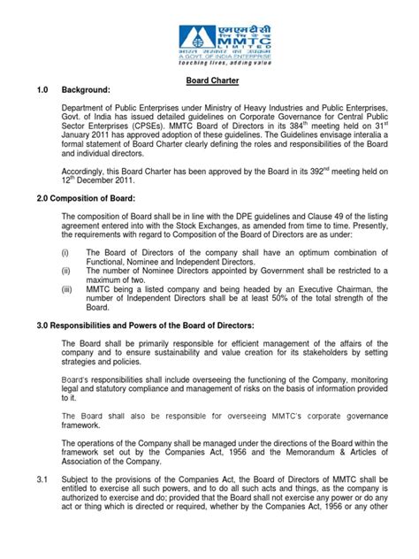 Board Charter Template