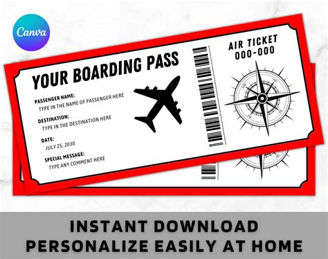 Boarding Pass Gift Template