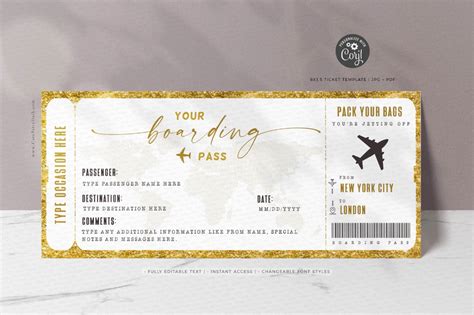 Boarding Pass Gift Template Free Download