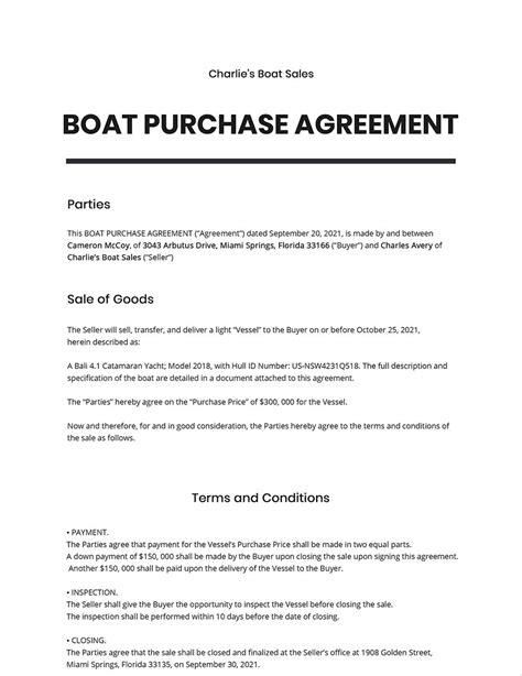 Boat Sale Contract Template