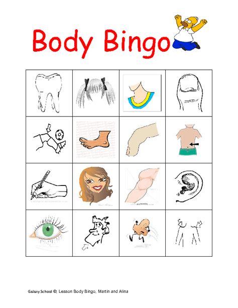 Body Bingo Printable