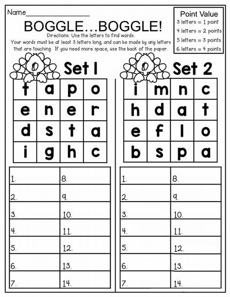 Boggle Printable Worksheet