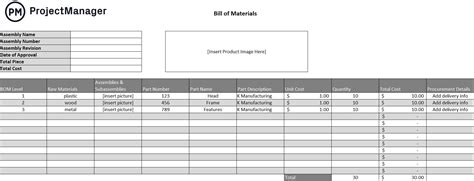 Bom Template Excel