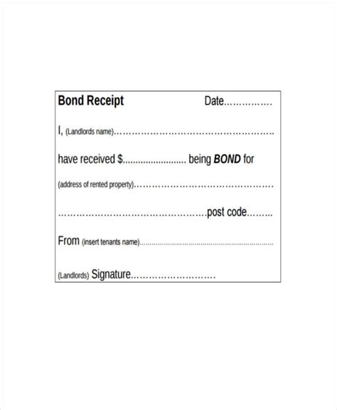 Bond Receipt Template