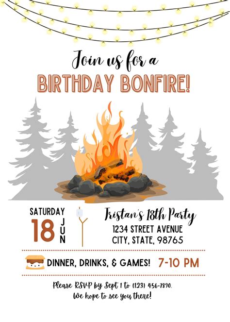 Bonfire Invitations Template