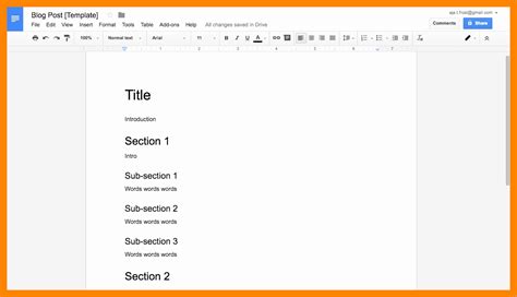 Book Outline Template Google Docs