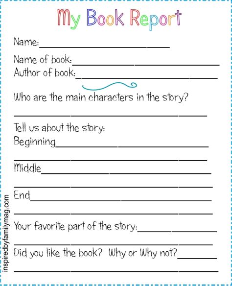 Book Report Free Printable