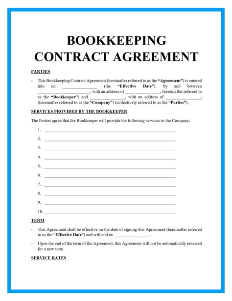 Bookkeeping Contract Agreement Template