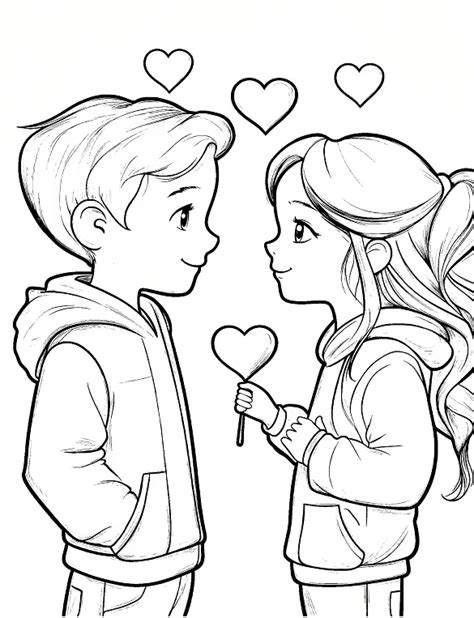 Boyfriend Girlfriend Cute Couple Coloring Pages Printable