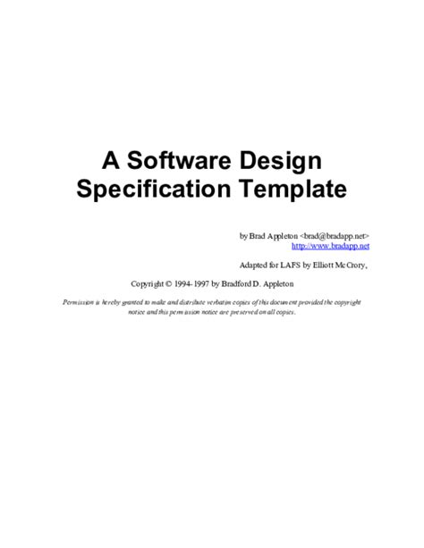 Brad Appleton Titled A Software Design Specification Template