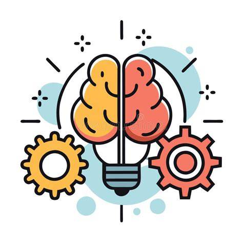 Brain with gears and lightbulb