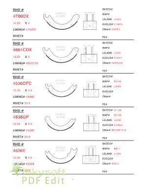 Brake Shoe Thickness Chart