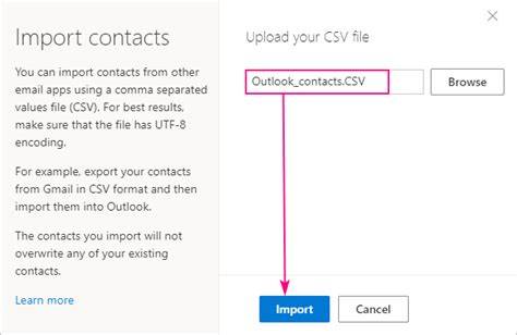 Specifying the CSV File to Import