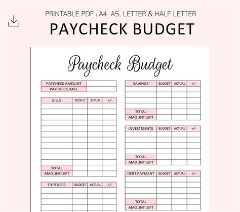 Budget By Paycheck Printables