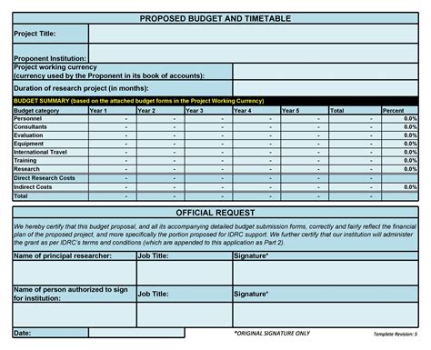 Budget Proposal Template Excel