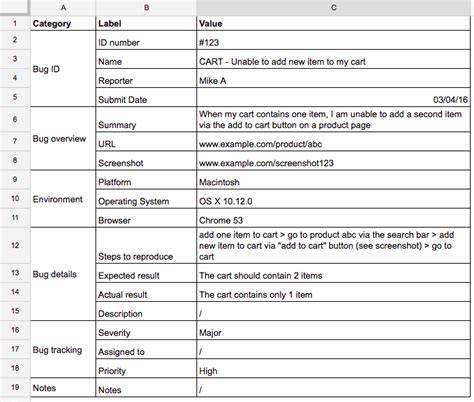 Bug Report Template In Manual Testing