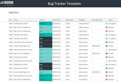 Bug Tracking Template