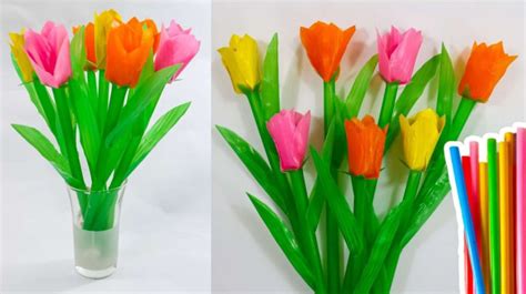 Bunga Tulip dari Sedotan
