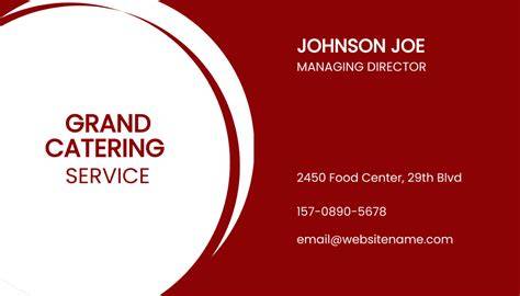 Business Card Template For Catering Services