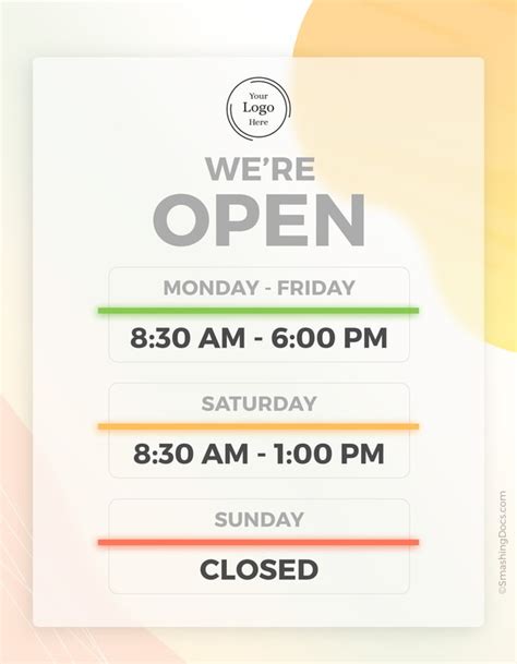 Business Opening Hours Template