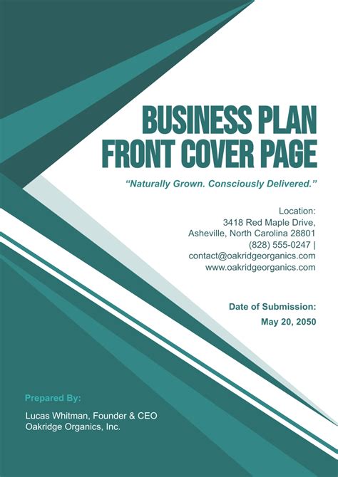 Business Plan Cover Page Template