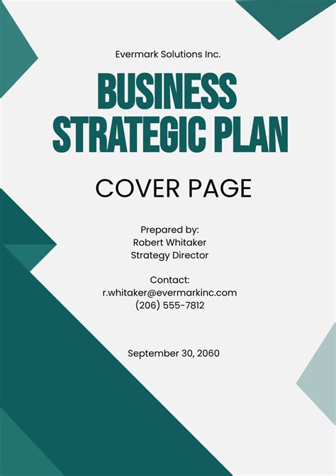Business Plan Cover Sheet Template