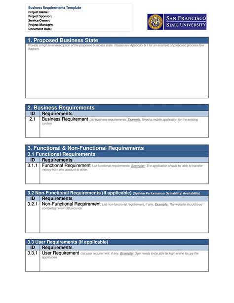 Business Requirements Template Word