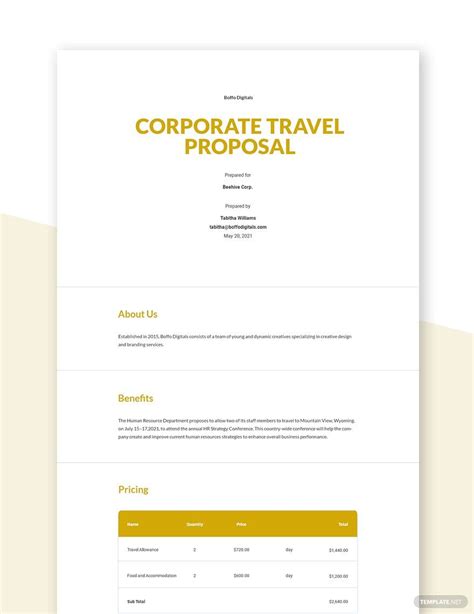 Business Travel Proposal Template