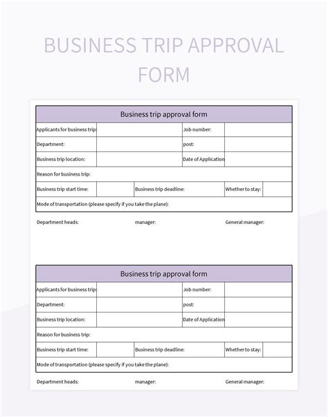Business trip approval document