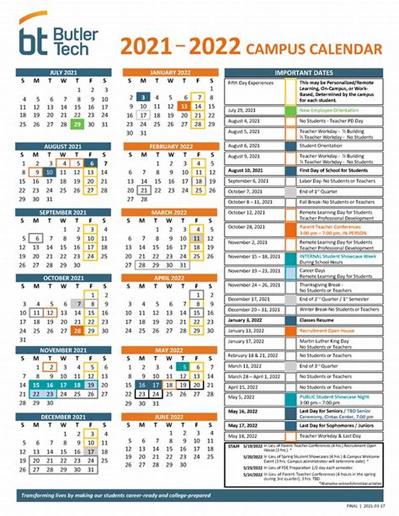Butler Tech Calendar