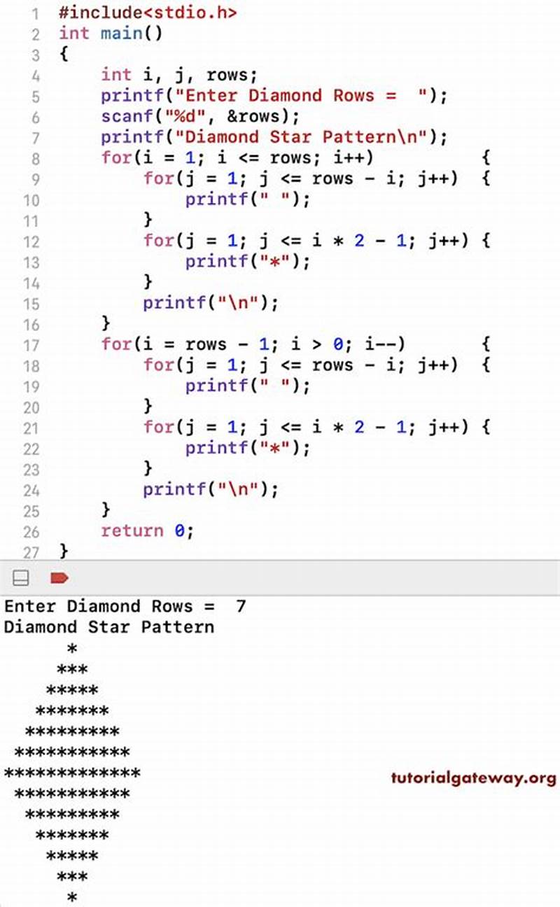 C Program To Print Diamond Pattern