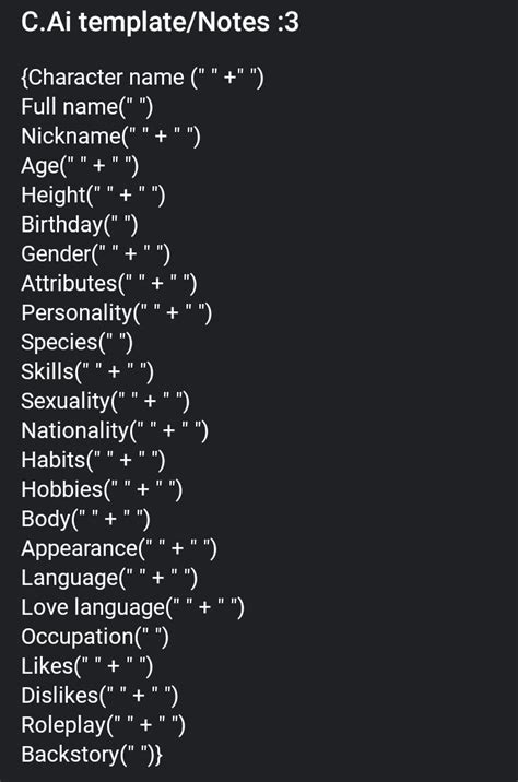 C.ai Character Definition Template