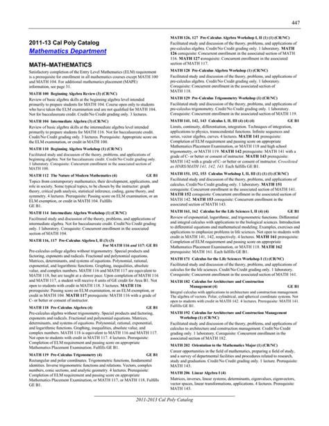 Cal Poly Course Catalog Math 118 2013-2014