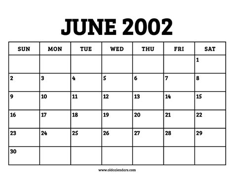 Calendar 2002 June