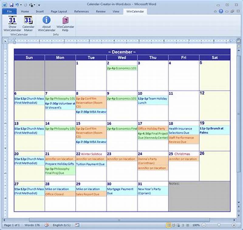 Calendar Creator Program