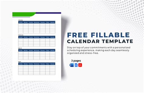 Calendar Fillable Template