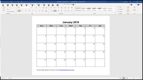 Calendar Template Microsoft Word