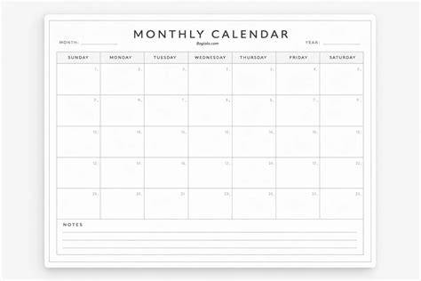 Calendar Template Monthly Blank