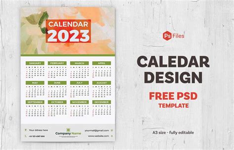 Calendar Template Psd