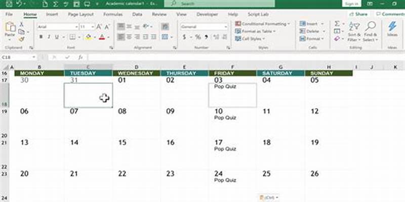 Calendar To Copy And Paste Into Excel