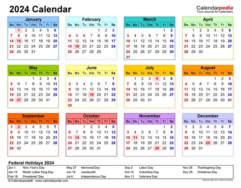Calendarpedia 2024 Printable