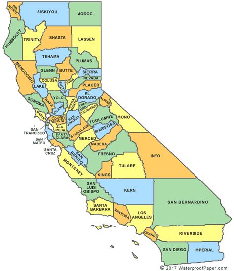 California County Map Printable
